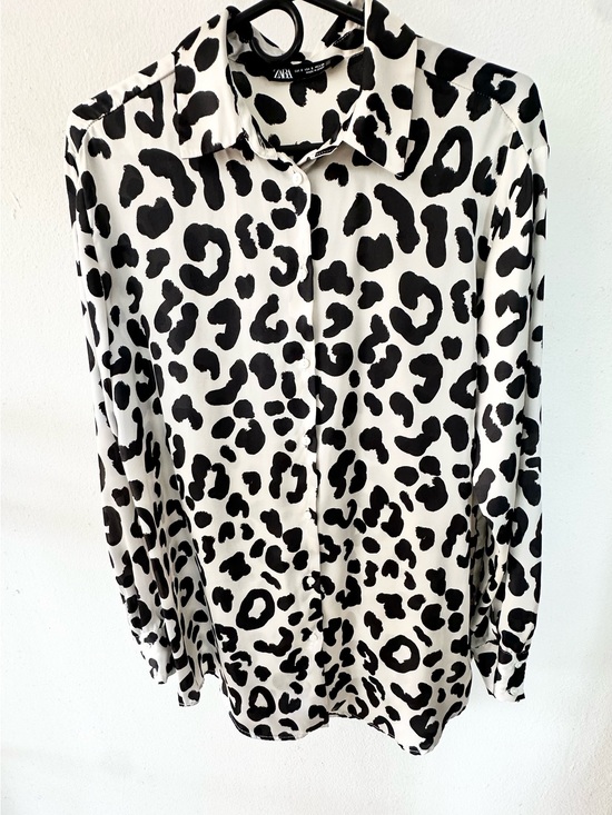 Zara Tops - Zara Satin Leopard Print Button Down Blouse | Animal Print Chic Top Size S